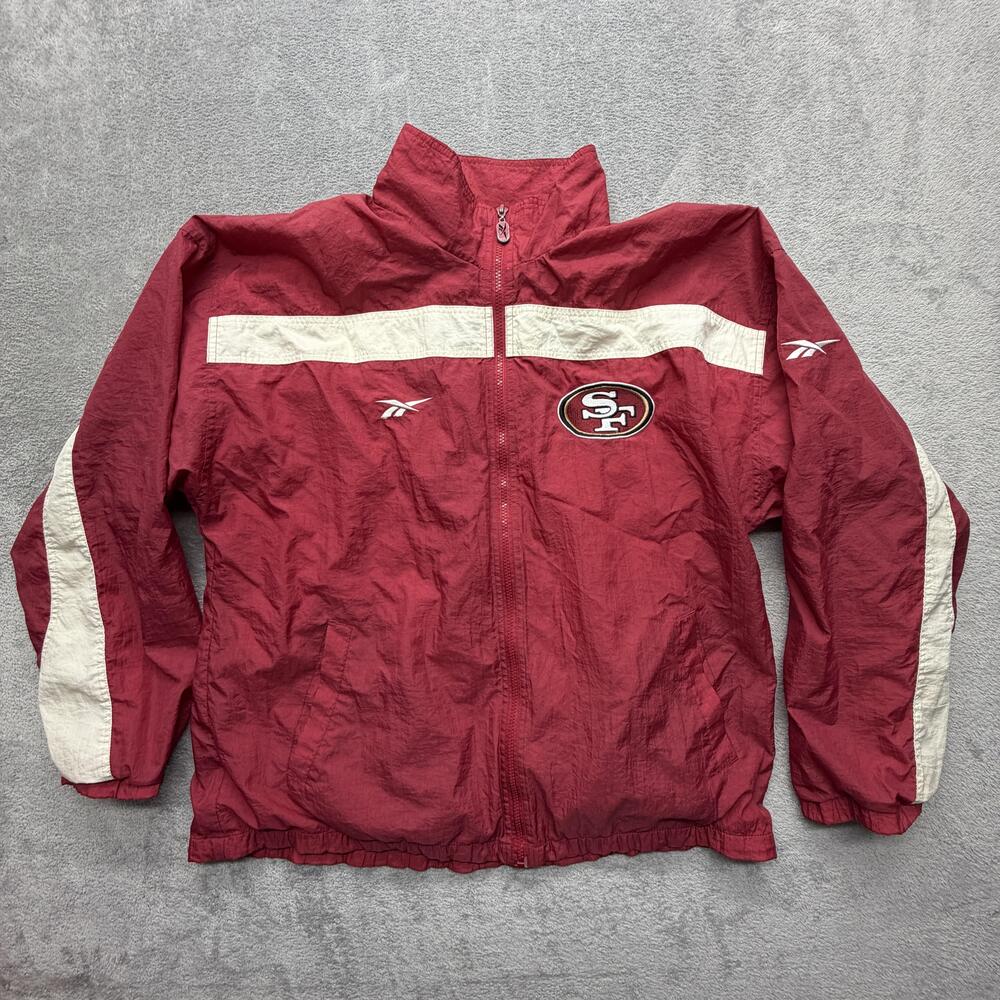 Vintage San Francisco 49ers Jacket Mens Large Red NFL Football Reebok 90s